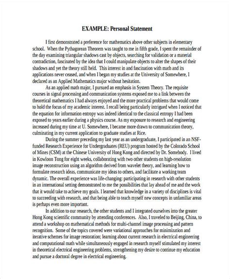 writing a personal statement for grad school examples