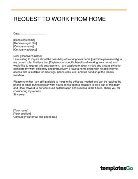 Work From Home Request Email Word Google Docs in 2020 Working from