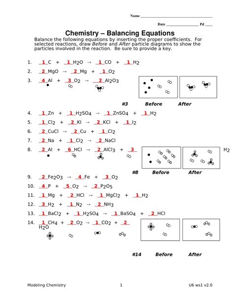 Balancing Chemical Equations Worksheet Pdf —