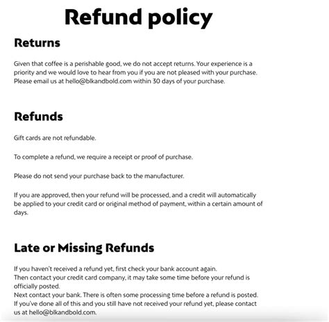 written return and refund policy