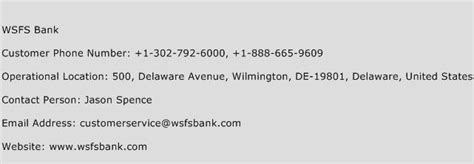 wsfs customer service phone number