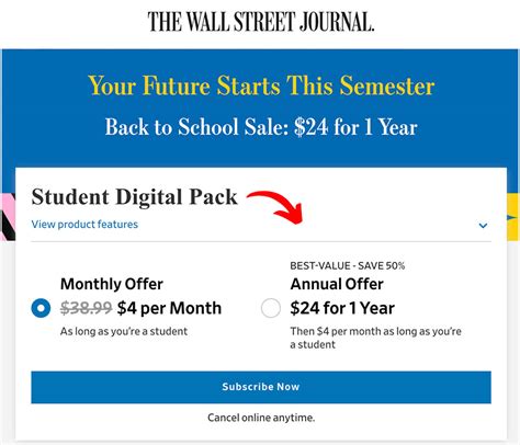 wsj digital subscription student