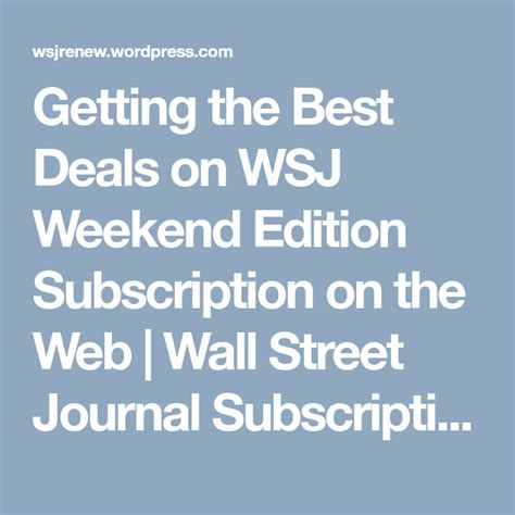 wsj weekend subscription deals