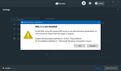 wsl 2 installation is incomplete docker error