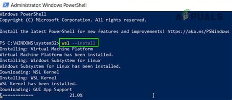 wsl install windows 10 powershell