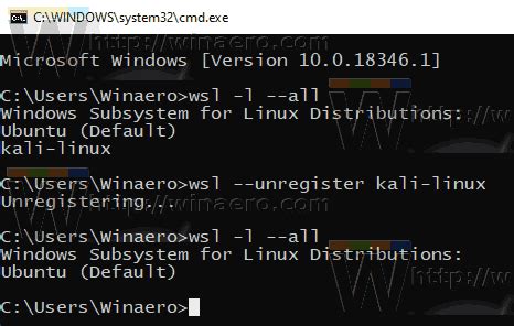 wsl terminate vs unregister