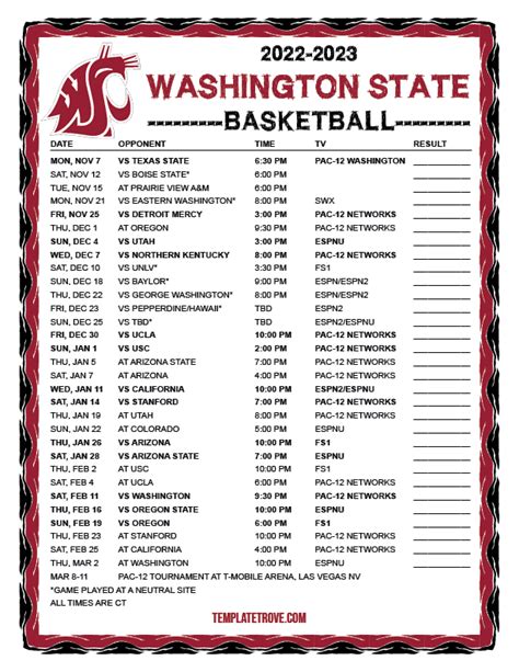 wsu cougars basketball schedule 2023