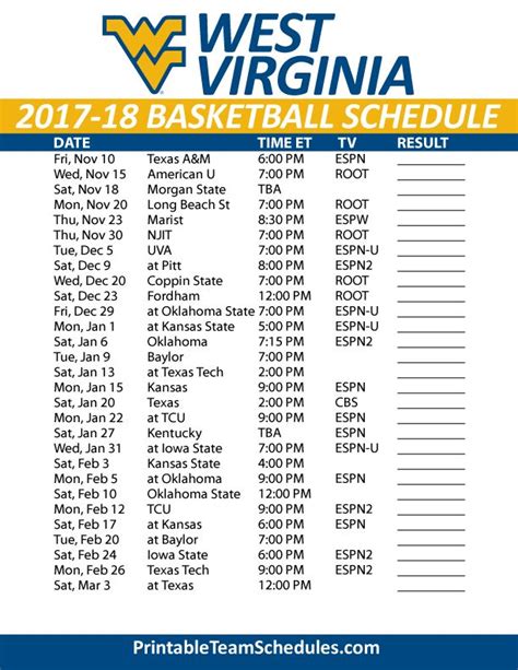 Unlock the Secrets of the WVU Basketball Schedule: A Journey to Unforgettable Moments
