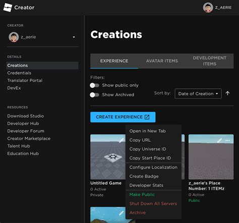 www.create.roblox/dashboard/creations