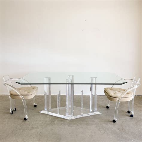 X Base Lucite Dining Table
