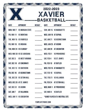 xavier university basketball schedule