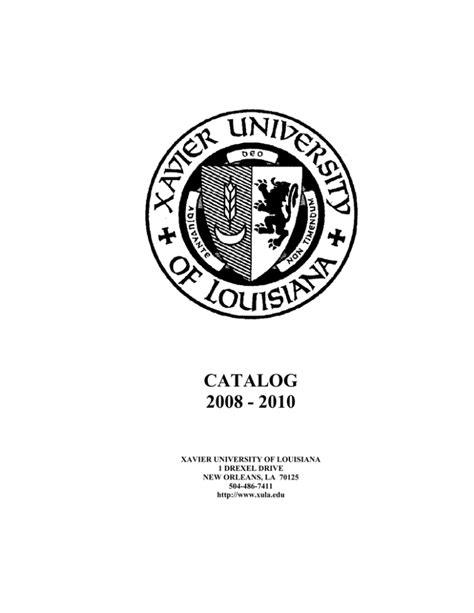 xavier university of louisiana course catalog