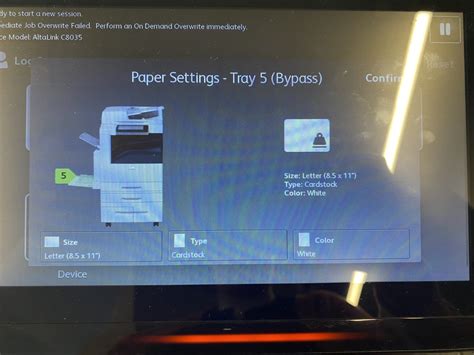 Xerox Bypass Tray Settings