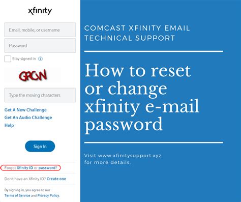 xfinity login email and password recovery