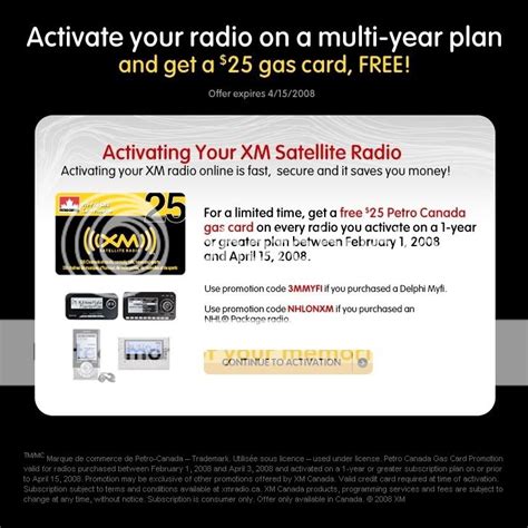 xm radio free activation code