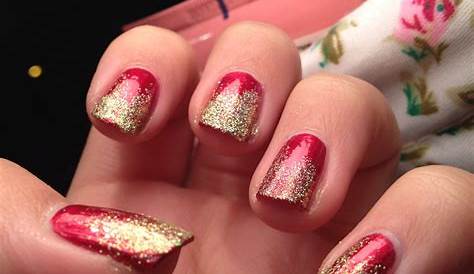 Xmas Nails Red And Gold Christmas Prom