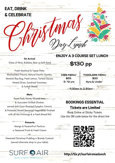 xmas dinner menu nz