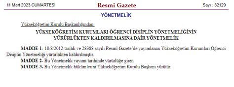 yök öğrenci disiplin yönetmeliği