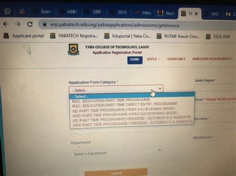 yabatech admission form 2023/24