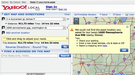 yahoo driving directions miles
