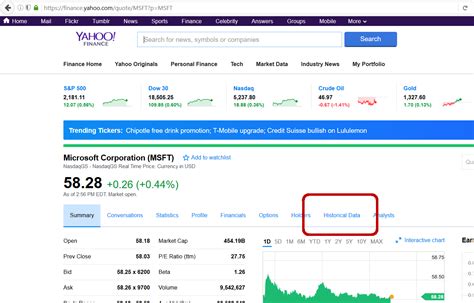 yahoo finance microsoft stock