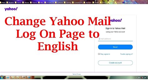 yahoo mail login english language