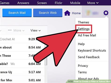 yahoo mail search filters