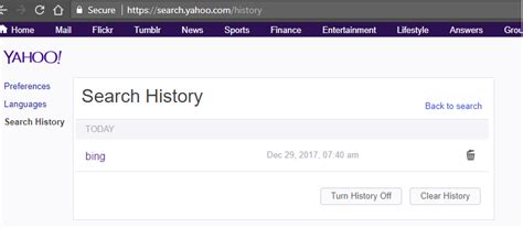 yahoo search history