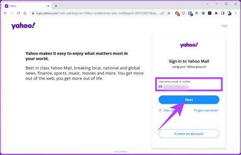 Yahoo Username and Password