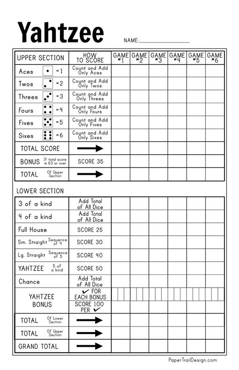 Printable Yahtzee Score Cards/Sheet [PDF, Online]