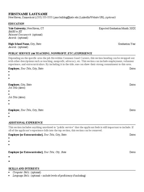Yale Resume Examples