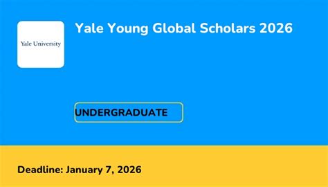 yale young global scholars program 2026 application
