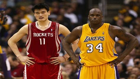 yao ming and shaq side by side