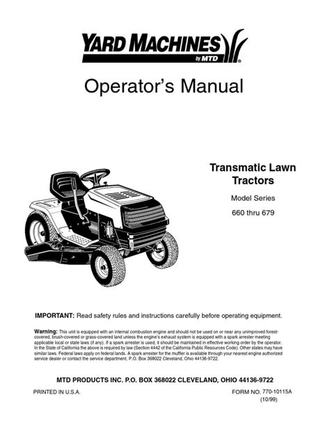 Yardworks Lawn Tractor Parts Manual Yard Machines 42 Inch 547cc Lawn