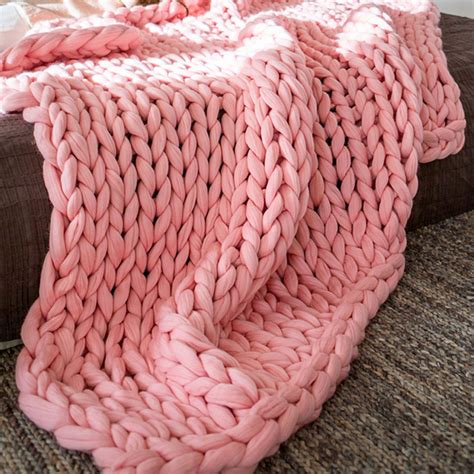 Large Soft Warm Handmade Chunky Knit Blanket Thick Yarn