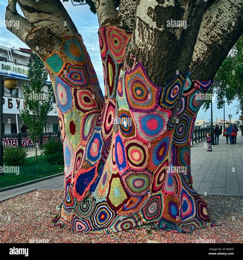 Yarn Bombing Effect On Trees