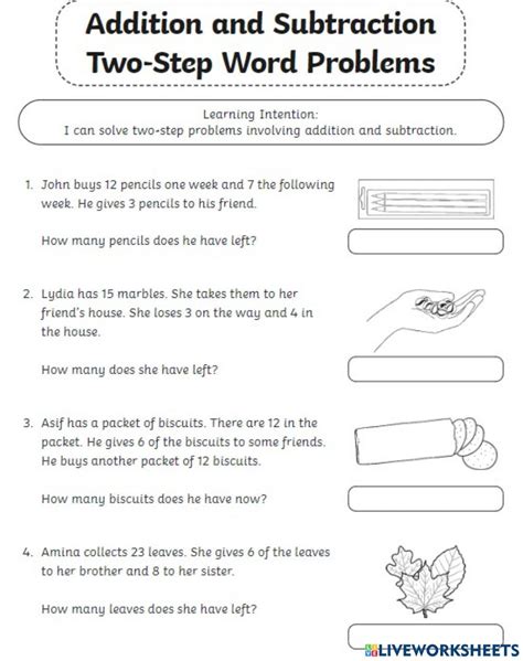 Year 2 Two Step Word Problems Addition And Subtraction