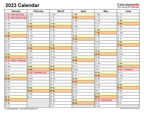 yearly calendar 2023 excel free download