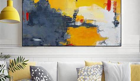Abstract art canvas large colorful yellow abstract Etsy wall | Etsy in