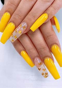 Yellow Acrylic Nail Designs