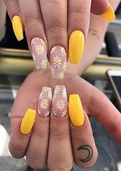 Yellow Acrylic Nails With Flowers: A Fresh And Vibrant Nail Trend In 2023