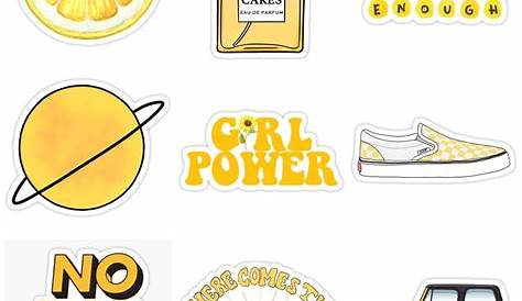 Popular Tumblr Trendy Printable Aesthetic Yellow Stickers
