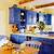 yellow and blue kitchen decor