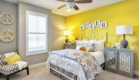 Yellow & gray bedroom with appliqued wall art by KayceesKreations