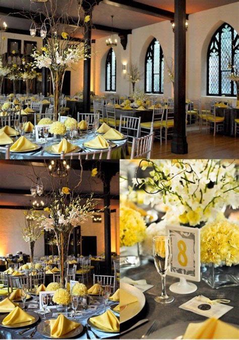 Nashville Garden Wedding Grey and Yellow Modern Centerpieces