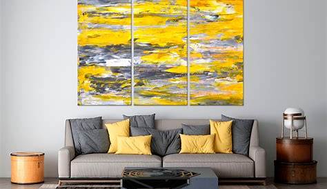 Yellow Wall Art Set of 2 Prints Abstract Art and Abstract | Etsy