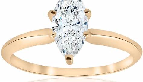 14k Yellow Gold 1ct Marquise Diamond Engagement Solitaire Ring