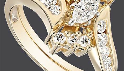 14k Yellow Gold Bypass Diamond with Marquise Wedding