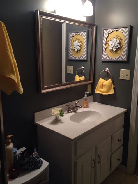 My new bath decor! Loving the yellow and gray! Bath decor, Decor