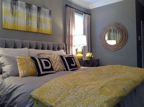 Yellow And Grey Master Bedroom